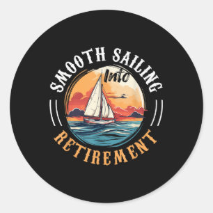 Sticker Rond Bateau À Voile Capitaine Smooth Naviguant Vers Ret