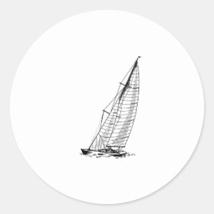 Sticker Rond Bateau à voile Sloop