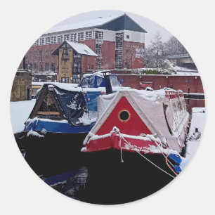Sticker Rond Bateau bleu et rouge