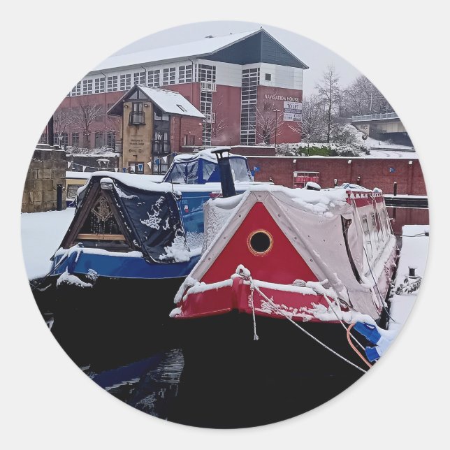 Sticker Rond Bateau bleu et rouge (Devant)