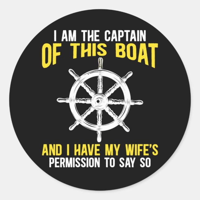 Sticker Rond Bateau Capitaine de voile Skipper Humour bateau (Devant)