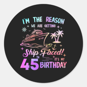 Sticker Rond Bateau croisière pour 45e anniversaire 45 ans