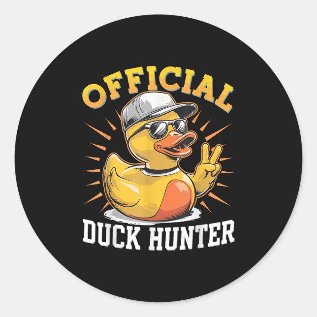 Sticker Rond Bateau de croisière canard drôle Équipe de chasse  (Devant)