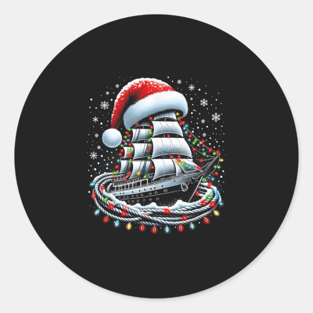 Sticker Rond Bateau de croisière de navigation de Noël entouré  (Devant)