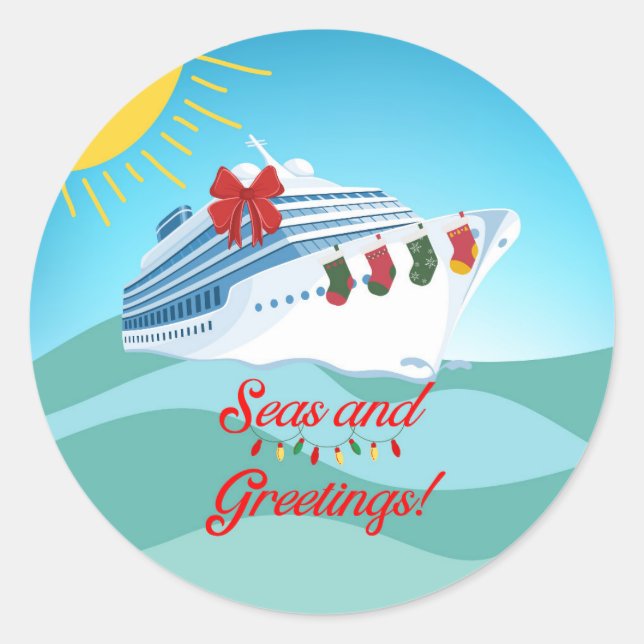 Sticker Rond Bateau de croisière festif (Devant)