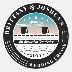Sticker Rond Bateau de croisière Mariage personnalisé