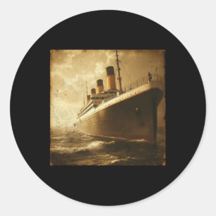 Sticker Rond Bateau de croisière vintage Rms Titanic appareilla