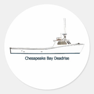Sticker Rond Bateau de Deadrise de baie de chesapeake