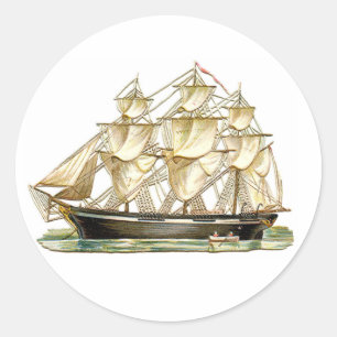 Sticker Rond Bateau de grande taille classique