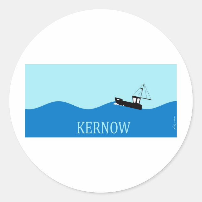 Sticker Rond Bateau de pêche Kernow (Devant)
