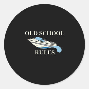 Sticker Rond Bateau de ski nautique Lac Amoureux Ancienne École