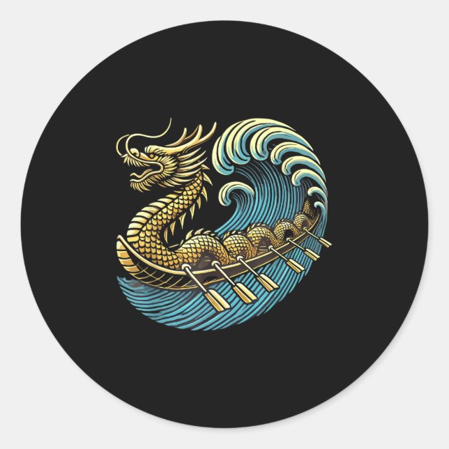 Sticker Rond Bateau dragon Course de bateau dragon Fête du bate (Devant)