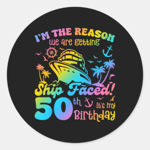 Sticker Rond Bateau face à mon 50e anniversaire Croisière Batea