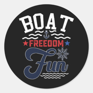 Sticker Rond Bateau Liberté Fun 4 juillet Marin 