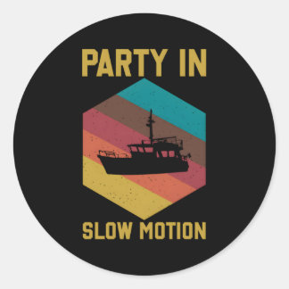Sticker Rond Bateau Ponton Qui Dit Py En Mouvement Lent