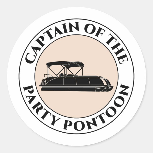 Sticker Rond Bateau Pontoon Capitaine Pontooning Pêche (Devant)