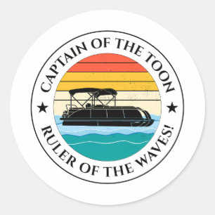Sticker Rond Bateau Pontoon Capitaine Pontooning Pêche