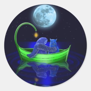 Sticker Rond bateau vert pois