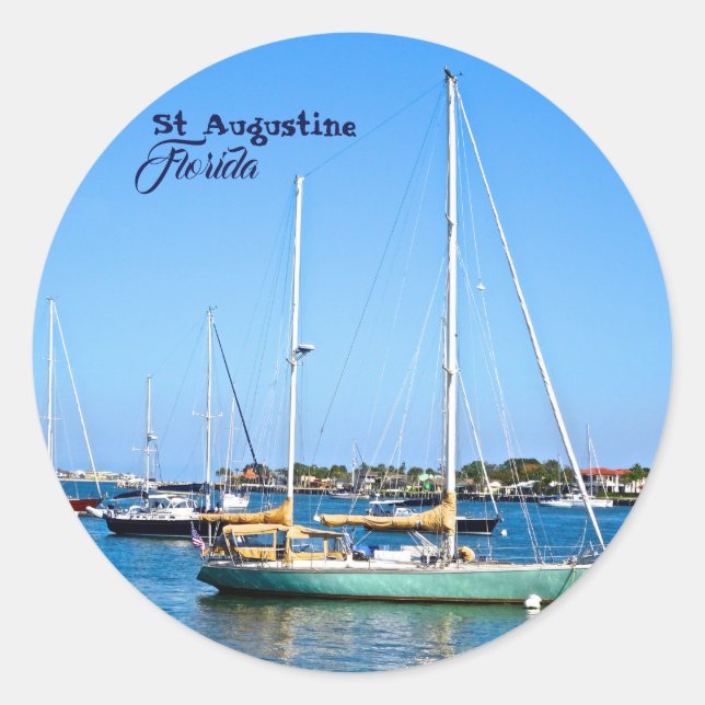 Sticker Rond Bateaux à voile sur Matanzas Bay St. Augustine Flo (Devant)
