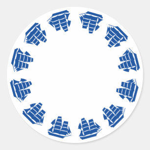 Sticker Rond Bateaux bleu marine encadrent une côte vierge