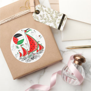 Sticker Rond Bateaux de la Flottille de la Liberté Mondiale à G