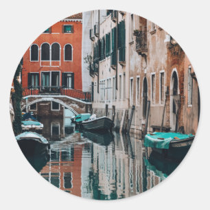 Sticker Rond Bateaux de Venise