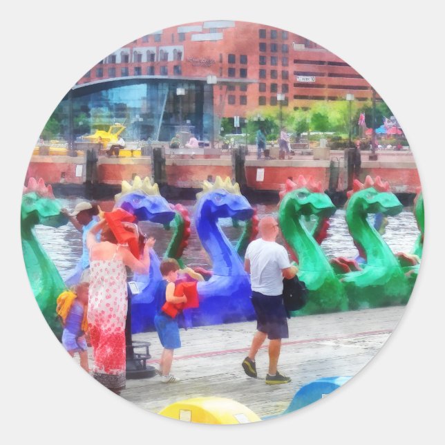 Sticker Rond Bateaux Dragon Baltimore MD (Devant)