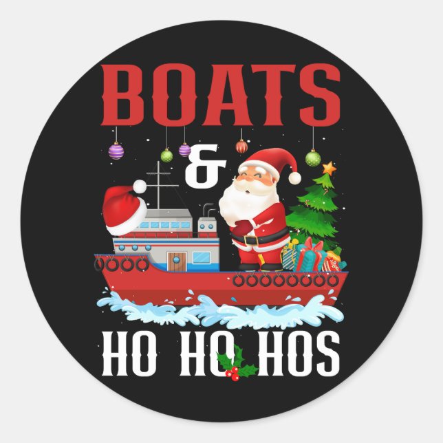 Sticker Rond Bateaux Et Ho Ho Hos Noël Père Noël Cruising Humou (Devant)