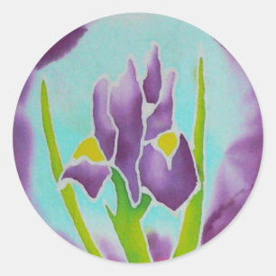 Sticker Rond Batik d'Iris Fleur violet