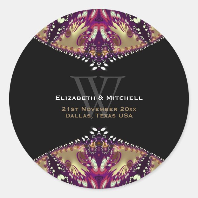 Sticker Rond Batik Purple Gold moderne (Devant)