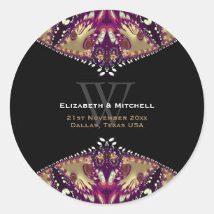Sticker Rond Batik Purple Gold moderne