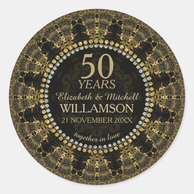 Sticker Rond Batik Sunshine Gold Anniversaire (Devant)