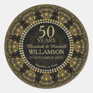 Sticker Rond Batik Sunshine Gold Anniversaire
