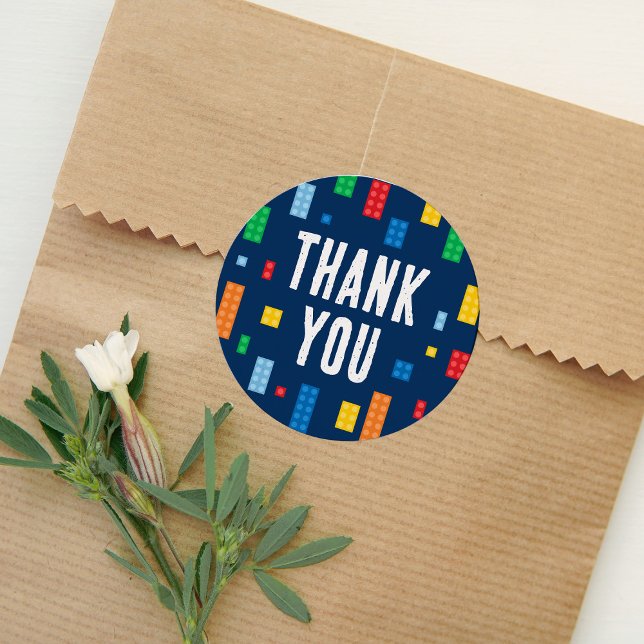 Sticker Rond Bâtiment Blocks Boy Birthday (Créateur téléchargé)