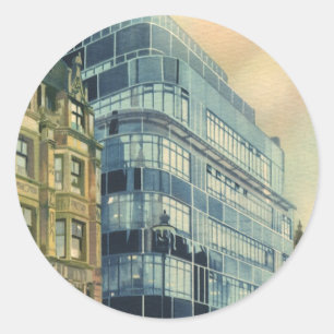 Sticker Rond Bâtiment d'Express quotidien vintage rue Fleet