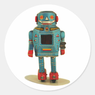 STICKER ROND BÂTIMENT ROBOT RETRO.
