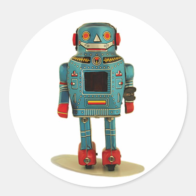 STICKER ROND BÂTIMENT ROBOT RETRO. (Devant)