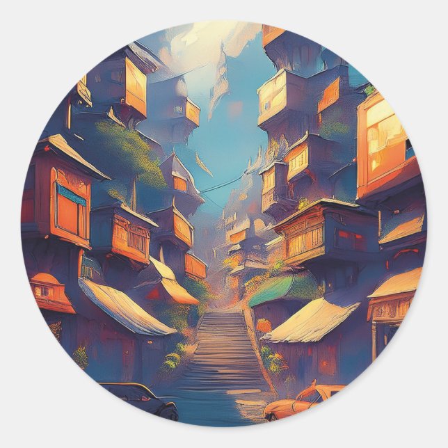 Sticker Rond Bâtiments (Devant)