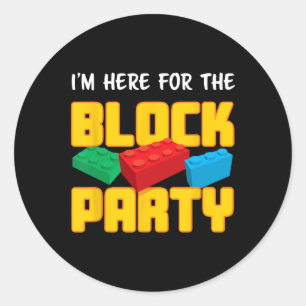Sticker Rond Bâtiments Bloquer la fête Pré-k Hommes Femmes Enfa