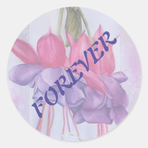 STICKER ROND BÂTIMENTS DE MARIAGE ROSE ET PURPLE FUSCHIA