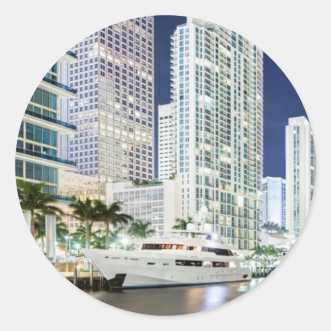 Sticker Rond Bâtiments le long de la promenade de Miami River (Devant)