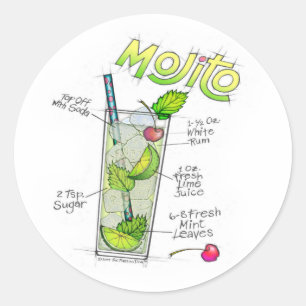 STICKER ROND BÂTIMENTS - MOJITO RECEPE COCKTAIL ART