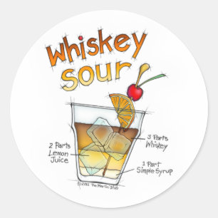 STICKER ROND BÂTIMENTS - WHISKEY SOUR RECEPE COCKTAIL ART