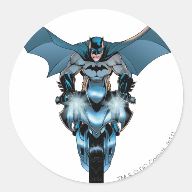 Sticker Rond Batman à vélo avec cape (Devant)