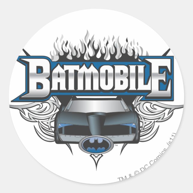 Sticker Rond Batman Car et Flames (Devant)