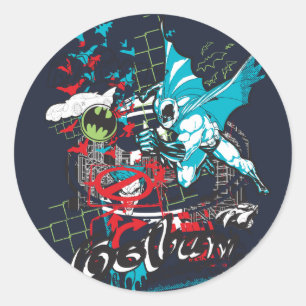 Sticker Rond Batman Gotham Guardian Lineart Collage