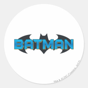Sticker Rond Batman   Logo de nom bleu