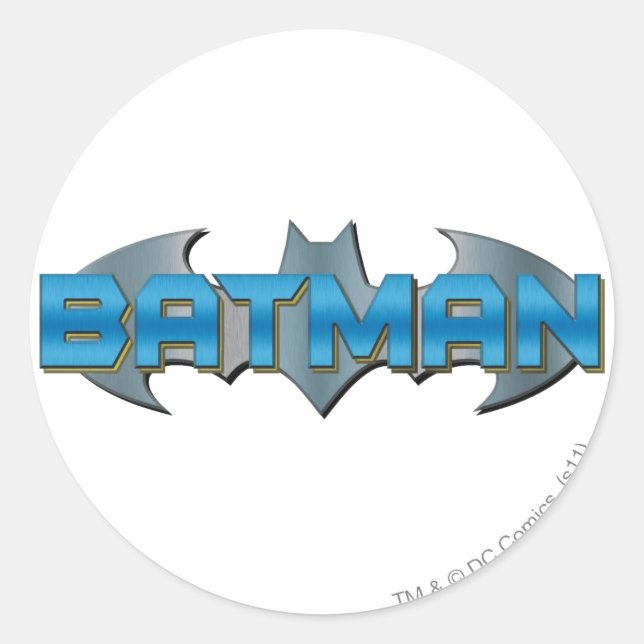 Sticker Rond Batman | Logo de nom bleu (Devant)