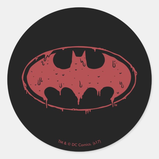 Sticker Rond Batman | Logo Oozing Red Bat (Devant)