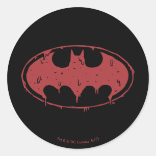 Sticker Rond Batman   Logo Oozing Red Bat
